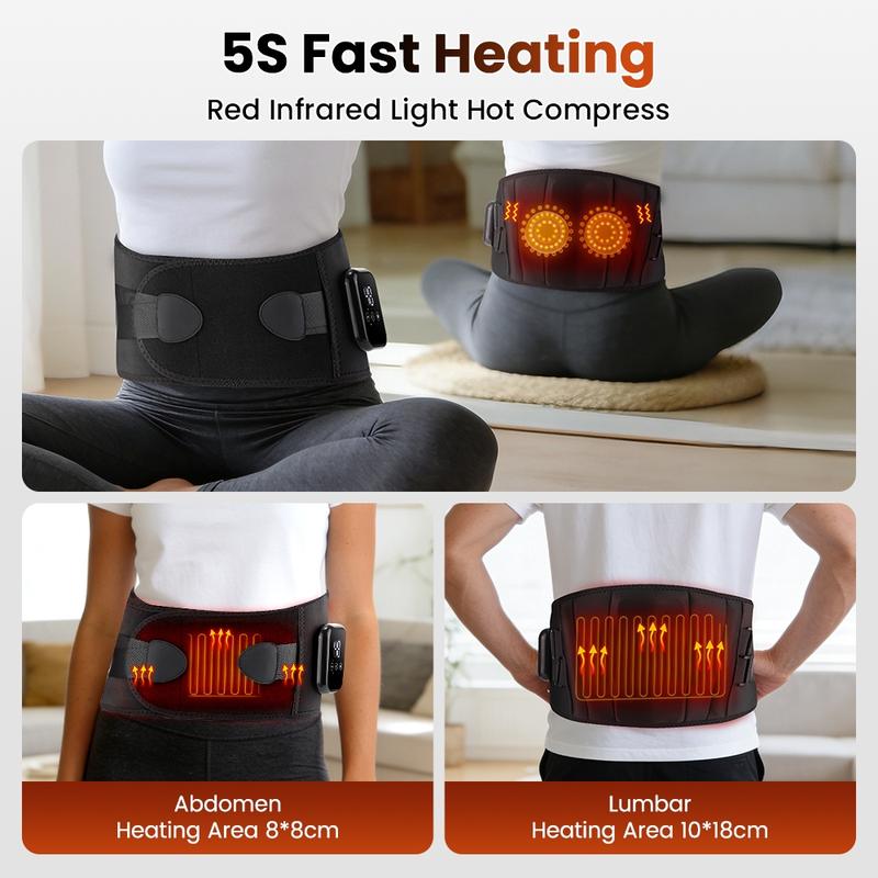 Heating Vibration Waist Massage Belt, 3 Temperature Settings, Back Waist Massager, Period Heaing Pads 15-Minute Automatic Timer