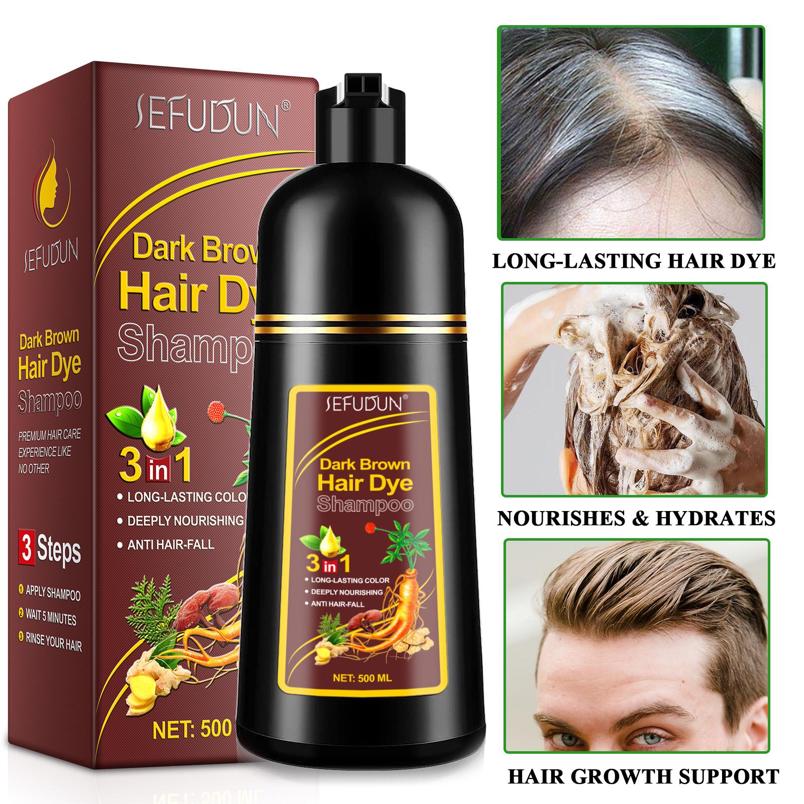 Sefudun 3-In-1 Hair Dye Shampoo /, Combines Coloring & Conditioning, Herbal Formula, No Damage, DIY Salon Quality at Home