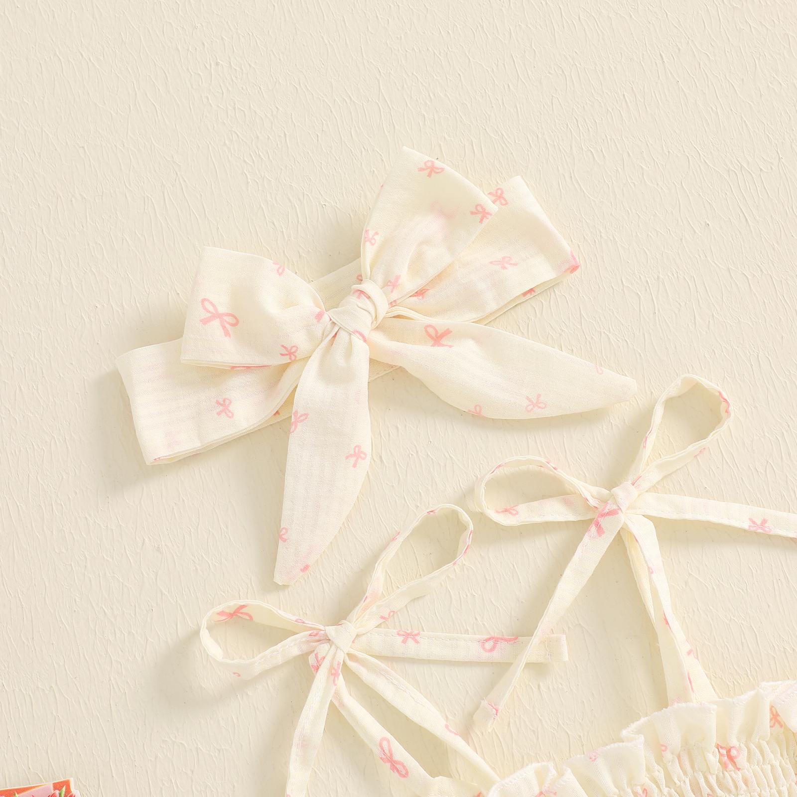 Newborn Baby Girl Summer Romper Dress Sleeveless Floral Elasticated Bust Ruffle Jumpsuit with Bow Headband Infant Summer Clothes