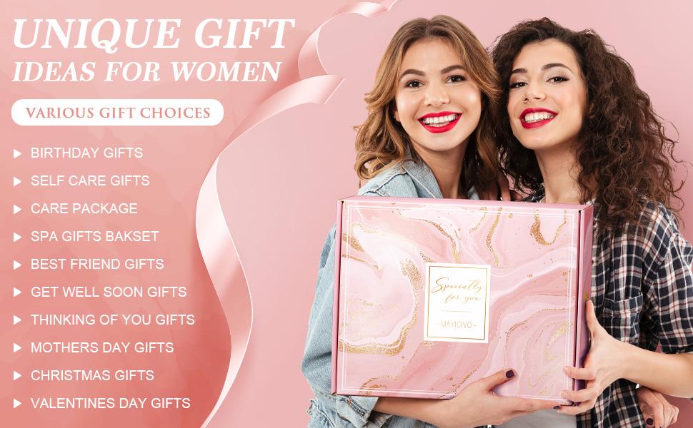 Mayicivo Valentine's Day Birthday Gifts for Women, Self Care Gifts, Get Well Soon Gifts, Relaxing Spa Gifts, Care Package, Unique Anniversary Gift Basket with Flannel Blanket for Mother, Wife, Best Friend, Sister, Her