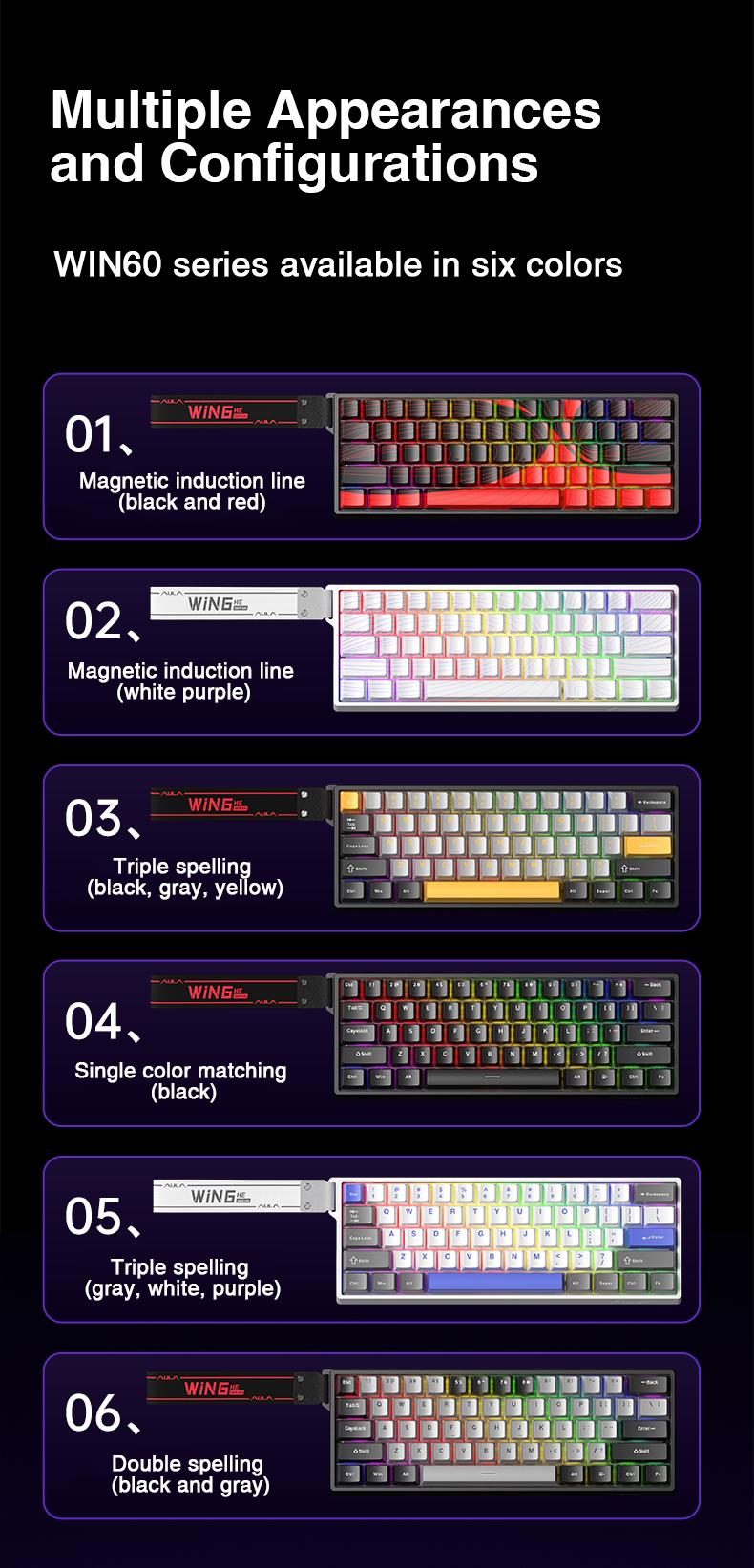 Aula WIN60/68 HE Series Magnetic Switches Wired RGB Backlit Mechanical Gaming Keyboard with Adjustable Actuation,Detachable Usb Cable Hall Effect Keyboard with 0.3ms Latency,65 percent, 8000 Hz Polling Rate, Hot-Swappable Budget TikTokShopfalldealsforyou