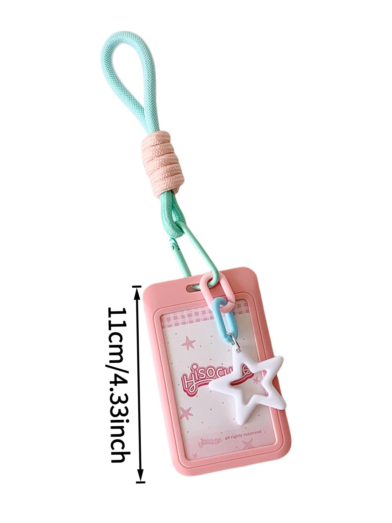 Candy-colored sliding 3-inch card holder with student lanyard, bus card and subway card wallet, student fan display small card holder