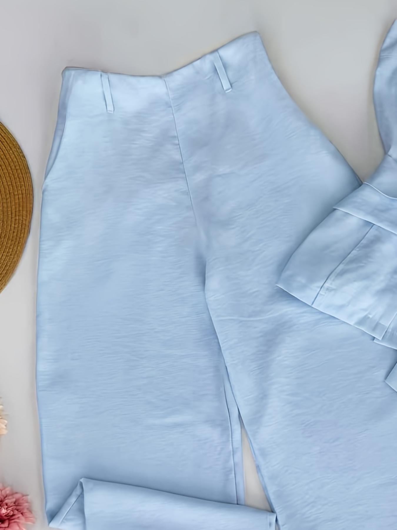 New Women's Solid Color Strappy Top & Long Pants Two-Piece Set, Versatile Casual Wear, Comfortable and Stylish, Perfect for Daily Use