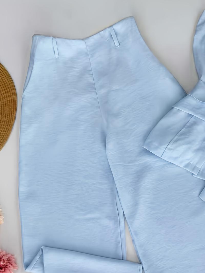 New Women's Solid Color Strappy Top & Long Pants Two-Piece Set, Versatile Casual Wear, Comfortable and Stylish, Perfect for Daily Use