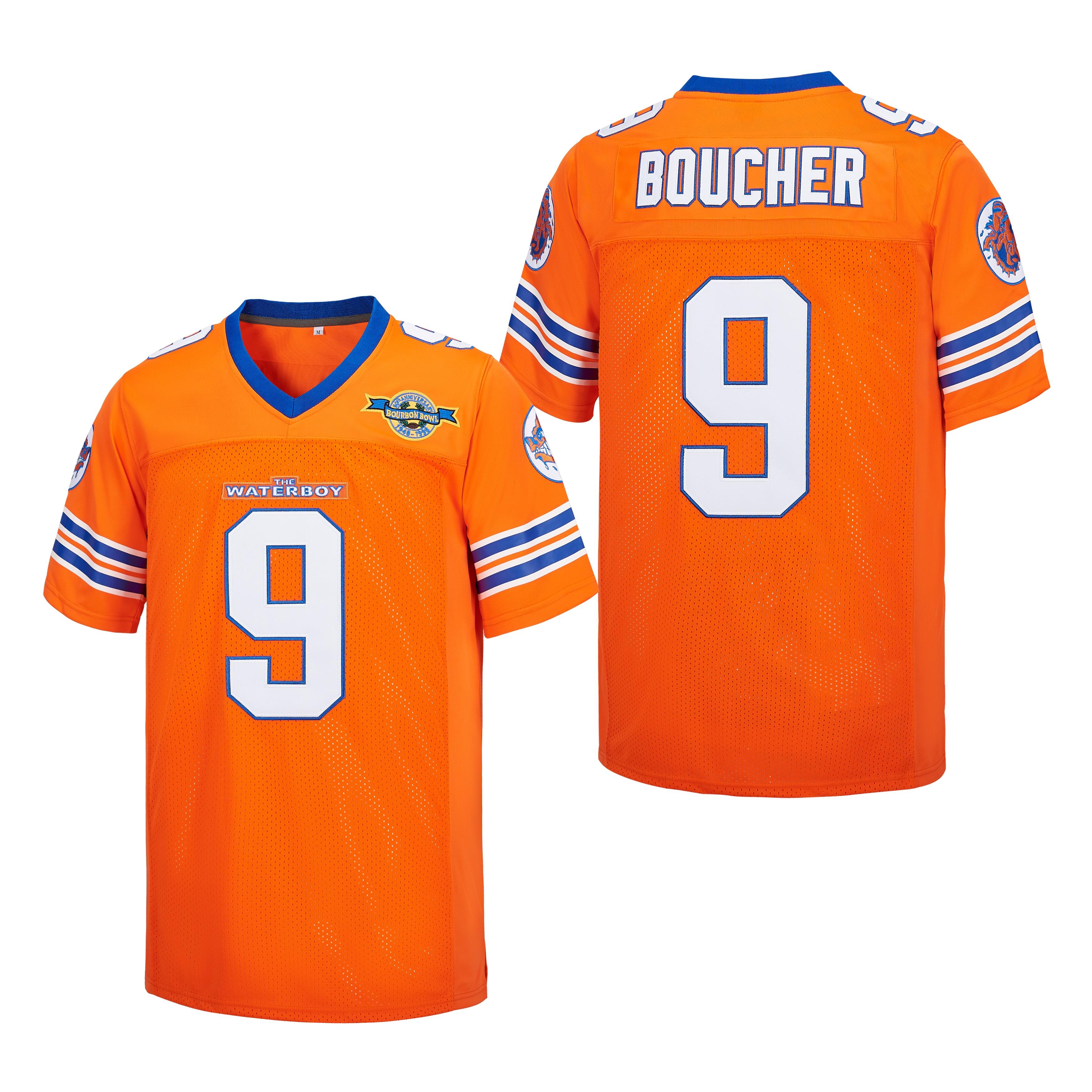 The Waterboy ‘Bobby Boucher’ #9 Football Jersey – 90s Mud Dogs Bourbon Bowl, Adam Sandler Movie 50th Anniversary Jersey, V-Neck Sports Jersey, Perfect Gift for Game Day, Greenish
