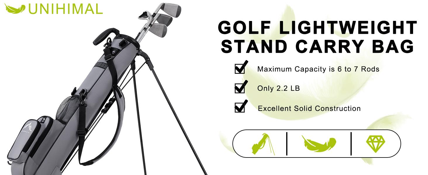 UNIHIMAL Golf Lightweight Stand Carry Bag– Easy to Carry and Durable Pitch n Putt Golf Bag for The Driving Range, Par 3 and Executive Courses–31.5 inches Tall