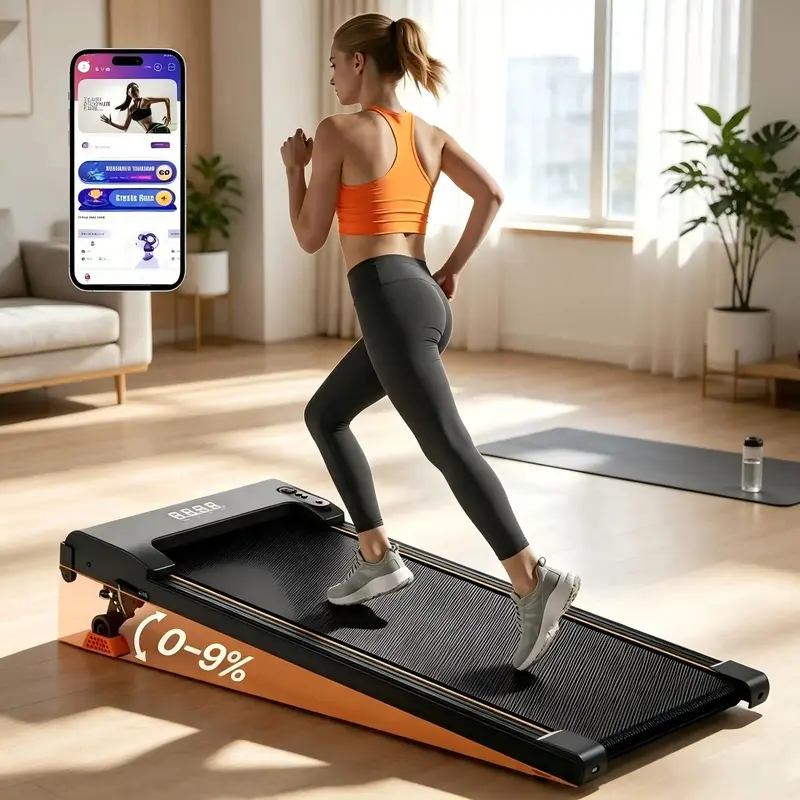 Under Desk Walking Pad Treadmill -  9% Incline, 350 Lbs Capacity, Portable Folding with Remote Control for Home Office Use