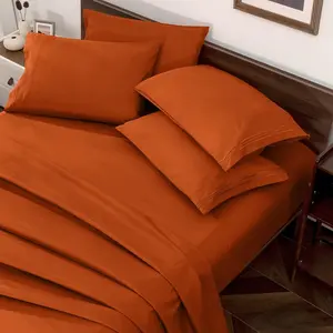 Burnt Orange King Size Sheet Set - 6 Piece Luxury 1800 Count Bedding Sheets & Pillowcases - 16 Inch Deep Microfiber Bedding Set - Soft & Wrinkle Bed Sheets