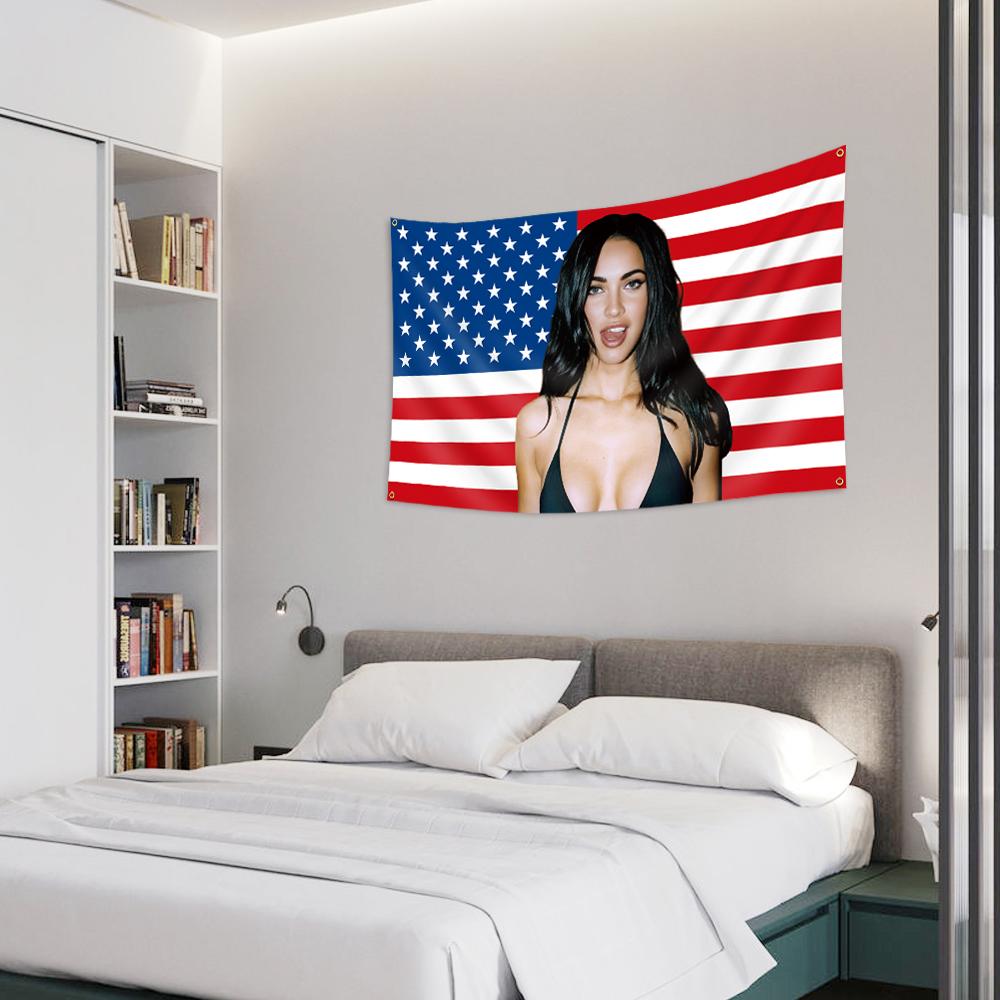 American Patchwork Flag Banner, 3x5 Feet Suitable for College Dorms, Men's Cave Wall Flag with 4 Brass Rings, Indoor Wall Decoration, Home Bedroom Decor, Home Decor Supplies