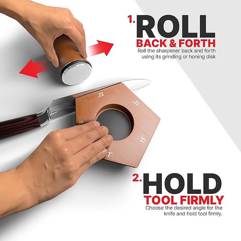 Rolling Knife Sharpener Engineered for Straight Edge and Premium Stone Set for sharpening 5