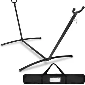 Portable 9FT Hammock Stand, Heavy Duty 2 Person 620 LBS Capacity Steel Hammock Frame with Portable Carrying Case, Adjustable 6 Optional Hook Positions, Weather Resistant Black
