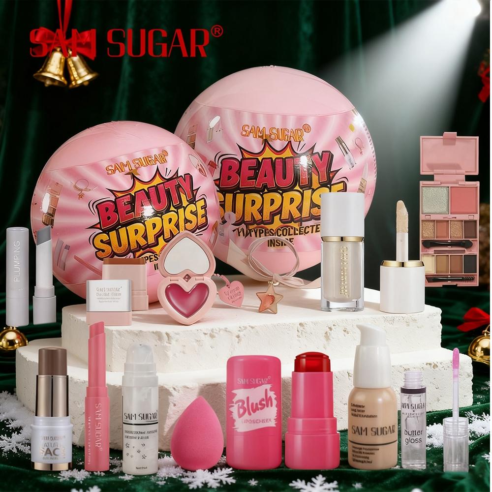 Sam Sugar Christmas Makeup Ball Set, Makeup Bundle Box, Festive Multifunctional Cosmetic Kit, Creative Gift Packaging, Surprise Birthday Present, Mother's Day Beauty Combo