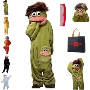 Cozy Big Mouth Monster Pajamas,Soft Plush Loungewear,Adults Hooded Fleece Costume Cozy One Piece Pajamas Gift