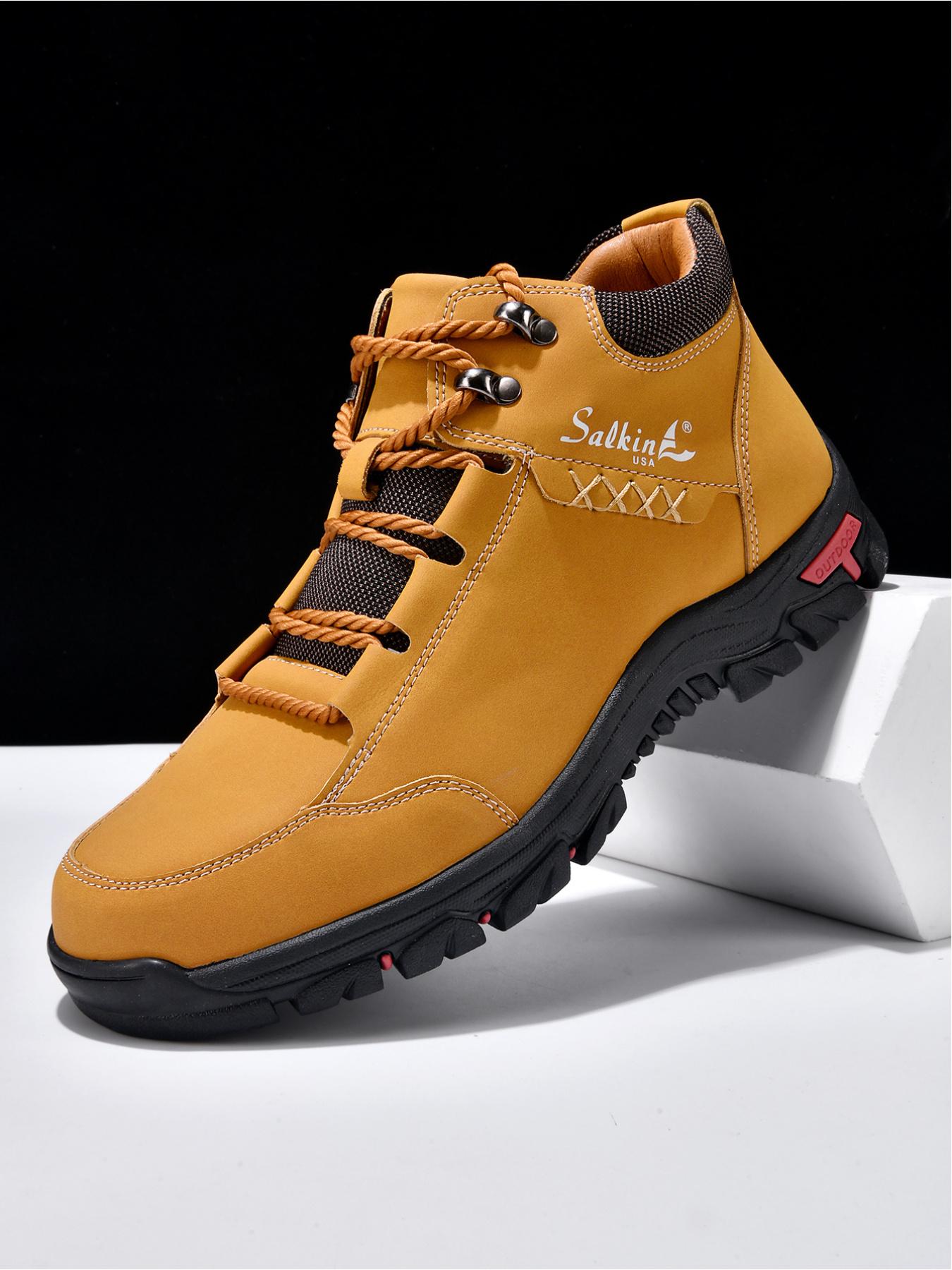 Men's High-Top Outdoor Hiking Boots, Non-Slip Wear-Resistant Work Boots, Lightweight Casual Trekking Shoes
