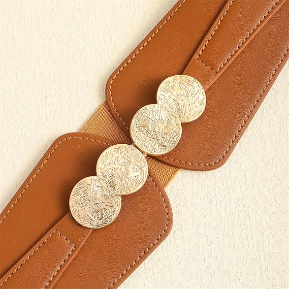 Women Dress Waist Belt Stretchy Elastic Vintage Belts For Dress Metal Buckle Apparel Accessories