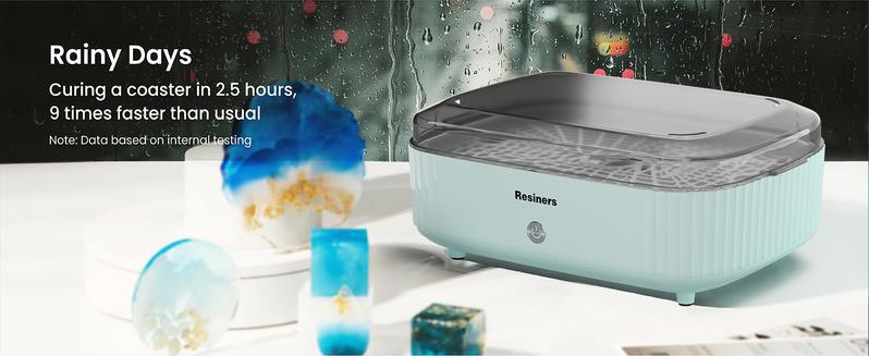 Resiners Resin Curing Machine with Larger Tray for Resin Starter, Cure Air, Auto Curing 2H Resin Supplies, Resin Dryer Curing Station for Epoxy Resin Molds Art Craft Casting, Mint Green