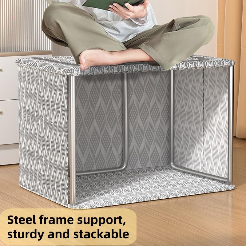 Large Capacity Stackable Storage Box, Waterproof Fabric Organizer for Bedroom Dorm Closet, Durable Folding Frame, Easy Access Zipper