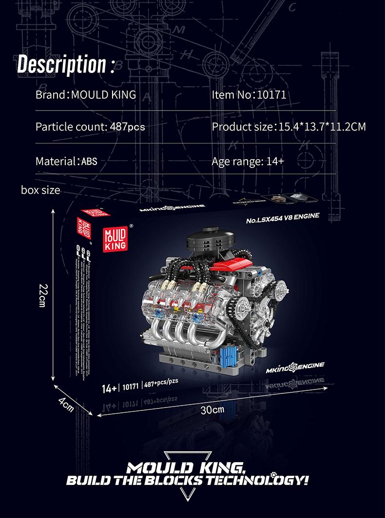 TikTokShopBlackFriday Mould King 10171 LSX454 V8 Engine Motor Building Blocks Set 487 Pieces STEM Build Your Own Engine Model Mini Kit for Kids & Adults Fathers Day Gift TikTokShopBlackFriday Mould King 10171 LSX454 V8 Engine Motor Building Blocks Set 487 Pieces STEM Build Your Own Engine Model Mini Kit for Kids & Adults Fathers Day Gift