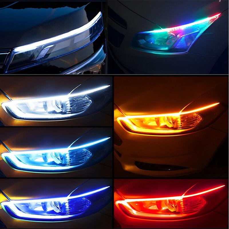 2pcs RGB 60CM LED DRL Light Car Headlight Strip Light Turn Signal Remote Control