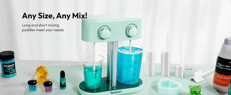 Resiners Dual-Head Resin Mixer, Rechargeable Epoxy Mixer, Stepless Speed & Minimum Bubbles, Electric Stirrer Paddles for Resin, Adhesive Tape For DIY Crafts Scrapbooking