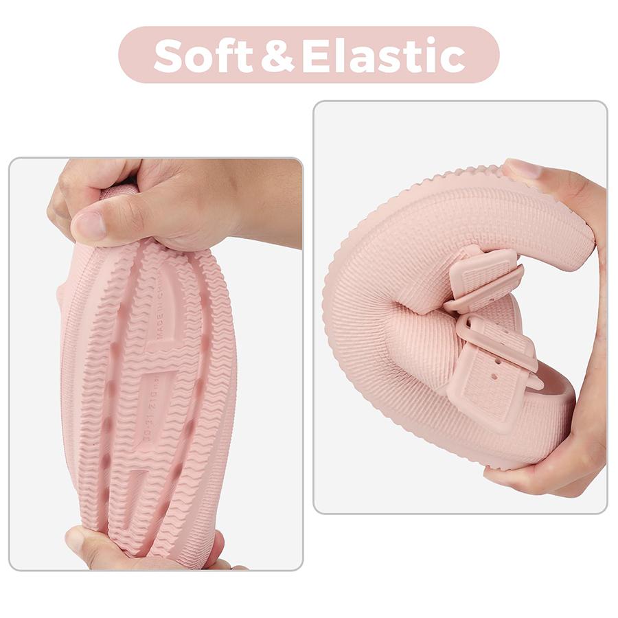 Pillow Slippers for Men and Women  | Adjustable Double Buckle Shower Slides | Cushioned Thick Sole Sandals