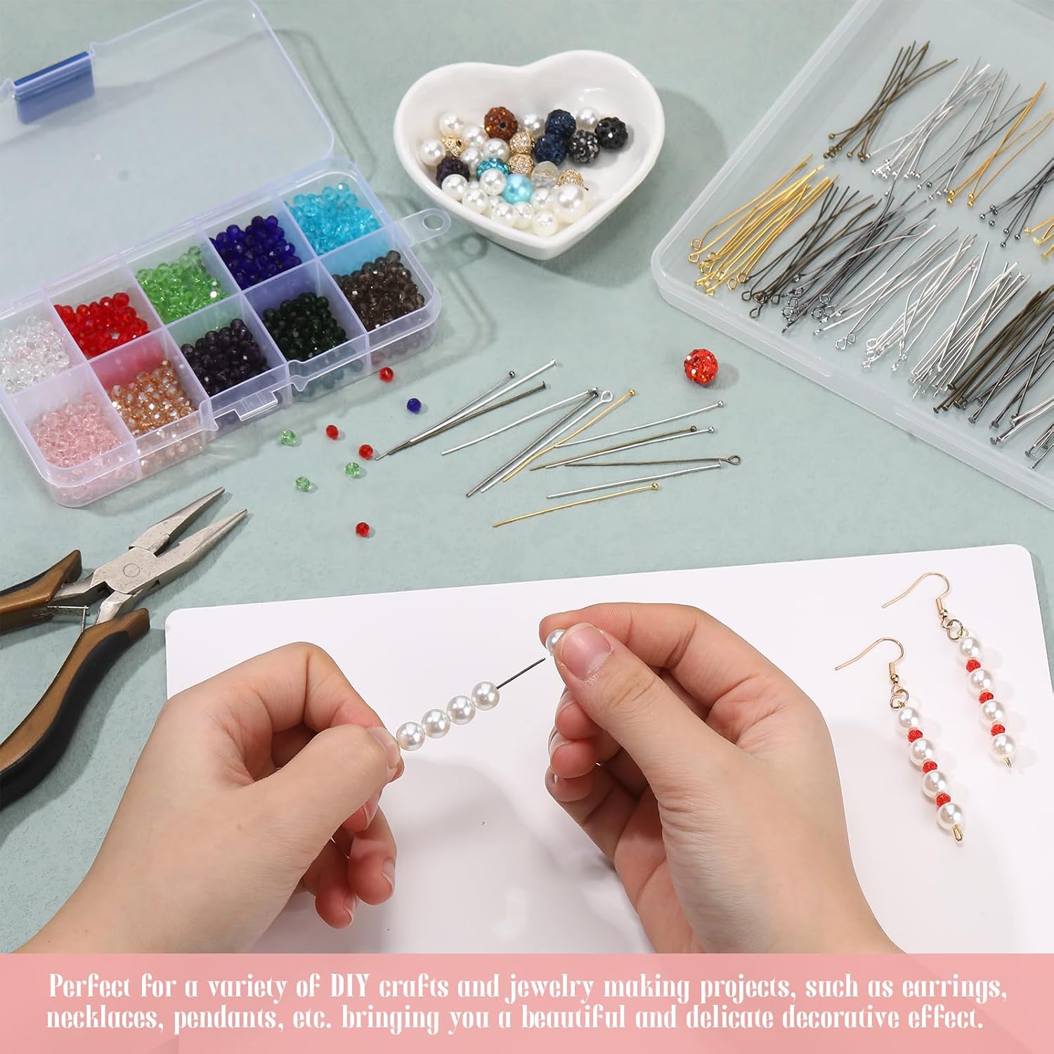 600 Pcs Eye Pins for Jewelry Making 50 mm DIY Ball Flat Head Pins with Plastic Box for Craft Earring Bracelet Necklace Pendant(2 Inch,Assorted Color) 600 Pcs Eye Pins for Jewelry Making 50 mm DIY Ball Flat Head Pins with Plastic Box for Craft Earring Bracelet Necklace Pendant(2 Inch,Assorted Color)