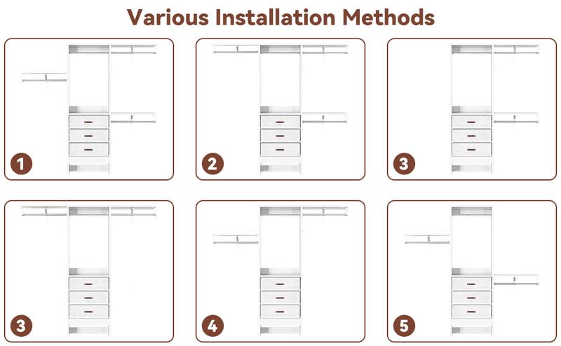 Unikito 5FT Closet Organizer System, 60 Inch Freestanding Wardrobe with 3 Fabric Drawers, Heavy Duty Garment Rack, 3 Adjustable Shelves, Space-Saving Storage for Small Spaces