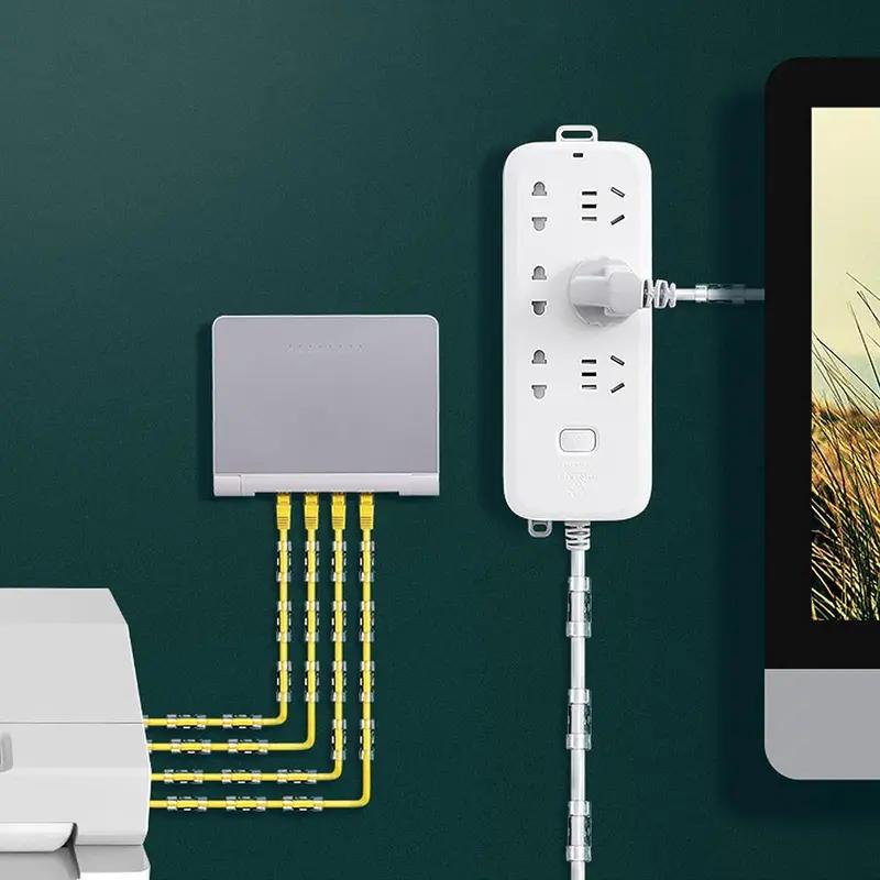 Upgraded Wall Wire Holder, Clear Adhesive Wire Clips (20 Pieces), Under Desk, In Car, Under Computer, Christmas Lights Indoor/Outdoor Strong Wire Organizer