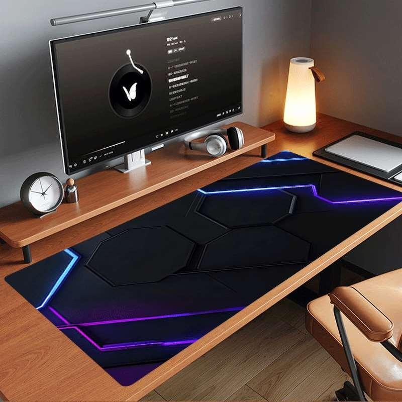 Durable Large Anti-Slip Rubber Mouse Pad, Blue Hexagonal Design, Gaming Office Desk Mat, Perfect Holiday Gift