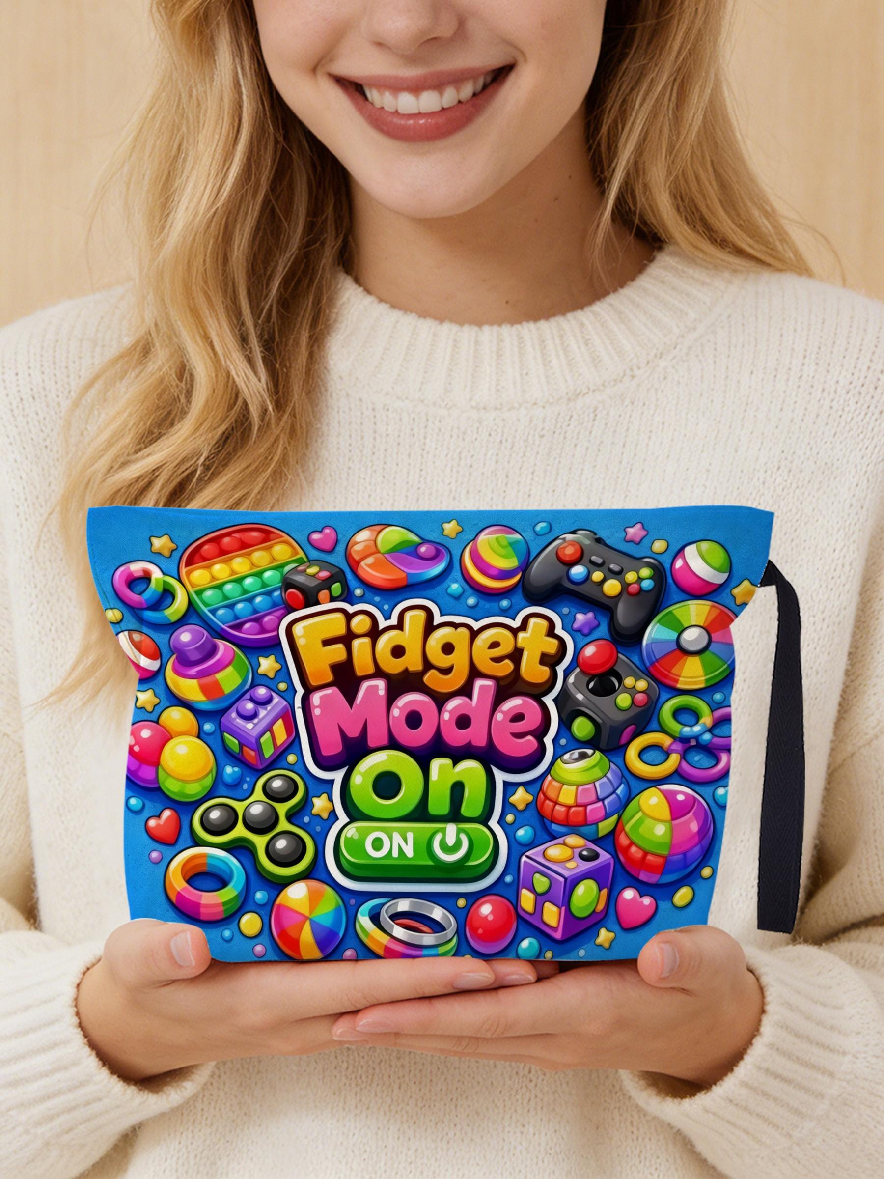 “Fidget Mode On Canvas Pouch – Versatile Storage for Cosmetics, Chargers, Snacks, Small Tools & Essentials | Thoughtful Gift for Fidget Toy Lovers, Women, Friends, Colleagues, Partners | Perfect for Birthdays, Christmas, Valentine’s Day, Mother’s Day, Tha