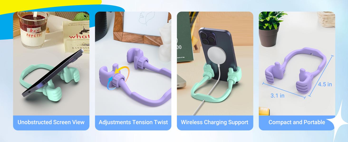2-Piece Upgrade Adjustable Thumbs Up Lazy Smartphone Holder - Cellphone/Mobile Accessory, Desk Cell Phone Stand, Easter Basket Stuffer, Fun Birthday Gift for Teens