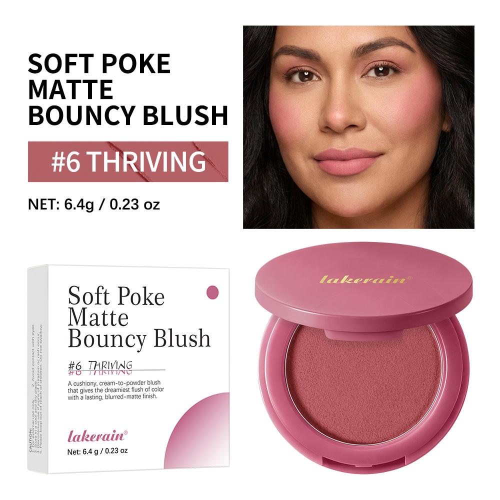 Matte Bouncy Blush, Cream-to-Powder, Blurs Pores, Buildable, Long-Lasting, Lightweight Blush for Girls and Women, Cosmetics Products