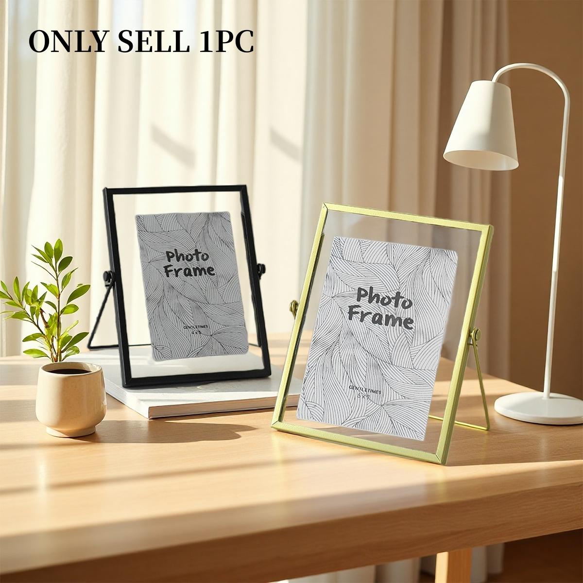 1PC Modern Simple Photo Frame, Iron Material, Golden Frame Decor, Suitable for Multiple Sizes of Photos, Home Decoration, Desktop Photo Frame Ornament