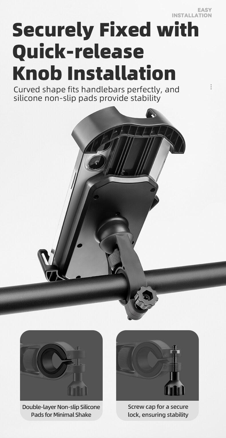 ROCKBROS Bike Phone Holder, Motorcycle Phone Mount with Security Lock, Shockproof Bicycle Phone Mount, Adjustable Phone Holder for Bike, Motorcycle, Scooter, Suitable for 4.7”-6.8” Phone