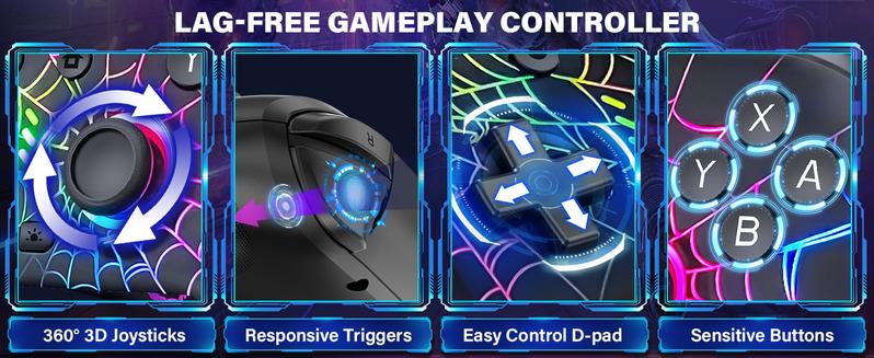 RBG Wireless Switch Controller for Nintendo Switch/Lite/OLED-Switch Pro Controller/iPhone/Android Game Stick,Programmable Game Joysticks for Nintendo Switch