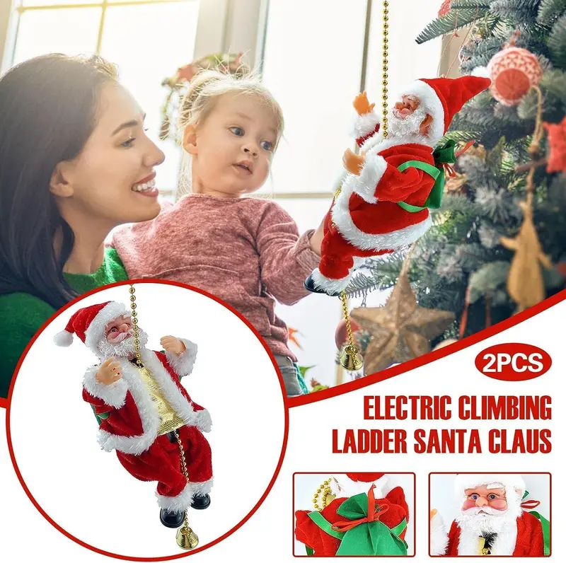 2026 Electric Climbing Santa Christmas Ornament - Battery-Powered, Rope-Hung with Light, Music, Sound Animation, Climbing Beads, Ladder - Indoor Home Decor Gift (Toys & Hobbies, Educational Science & Technology Toy)