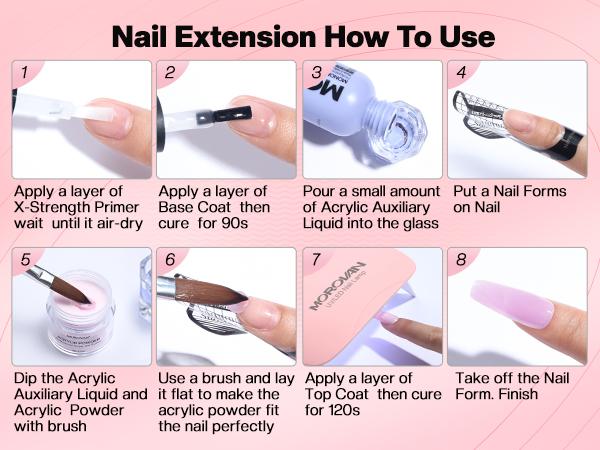 Morovan Blossom Series Acrylic Nail Kit with UV Lamp 4Colors Gel Polish 12Glitter Powder Complete Tools for Beginners Manicure Cuticles