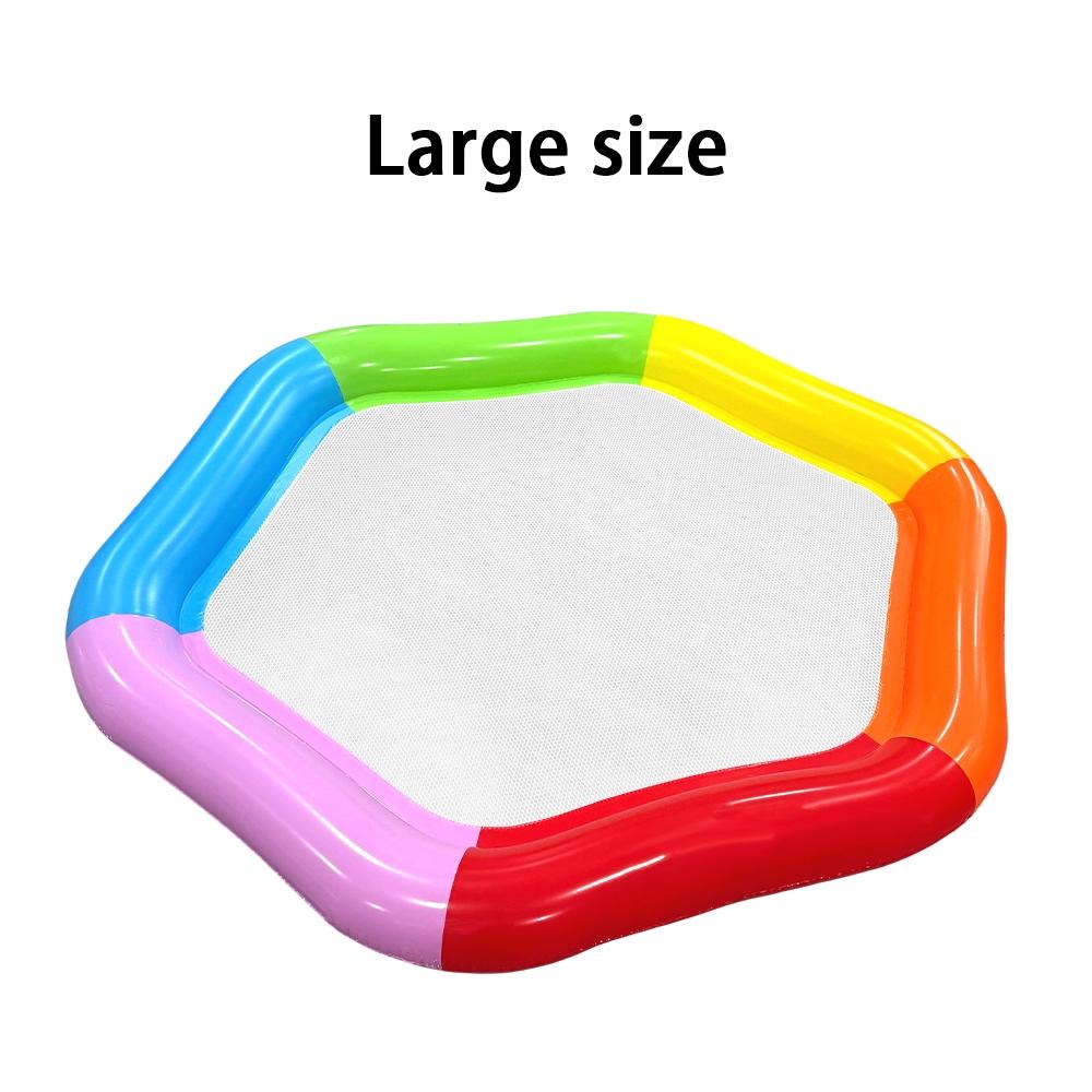 Large Hexagonal Mesh Inflatable Float Bed, 70" X 62" Summer Pool Float with Pillow, 4-In-1 Multi Purpose Inflatable Sunbathing Raft, Party Gift, Adult Double Use, Pool Floats Lounger, Pool Floater, Inflatable Water Lounger