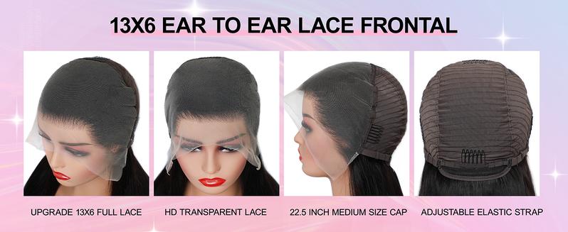 Lemoda 13x6 Full Lace Frontal Wig 200 Density Straight 13x4 Lace Front Wigs Human Hair Transparent Lace Pre Plucked 15A Brazilian Virgin Human Hair Wigs for Women