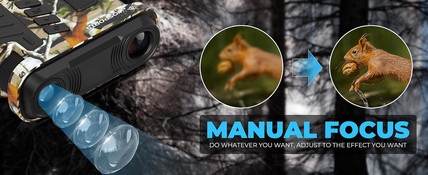 WOSPORTS 4K Night Vision Binoculars | 1315FT Range, 10X Optical Zoom, Rechargeable with 3'' Screen & 32GB Card