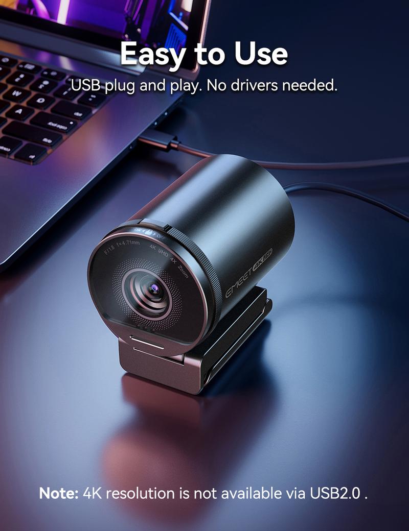 EMEET S800 4K HDR Webcam Autofocus Streaming Camera with Built-in Privacy Cover for Streaming Video Games Fathers Day Gift Laptop, TikTokShopBlackFriday