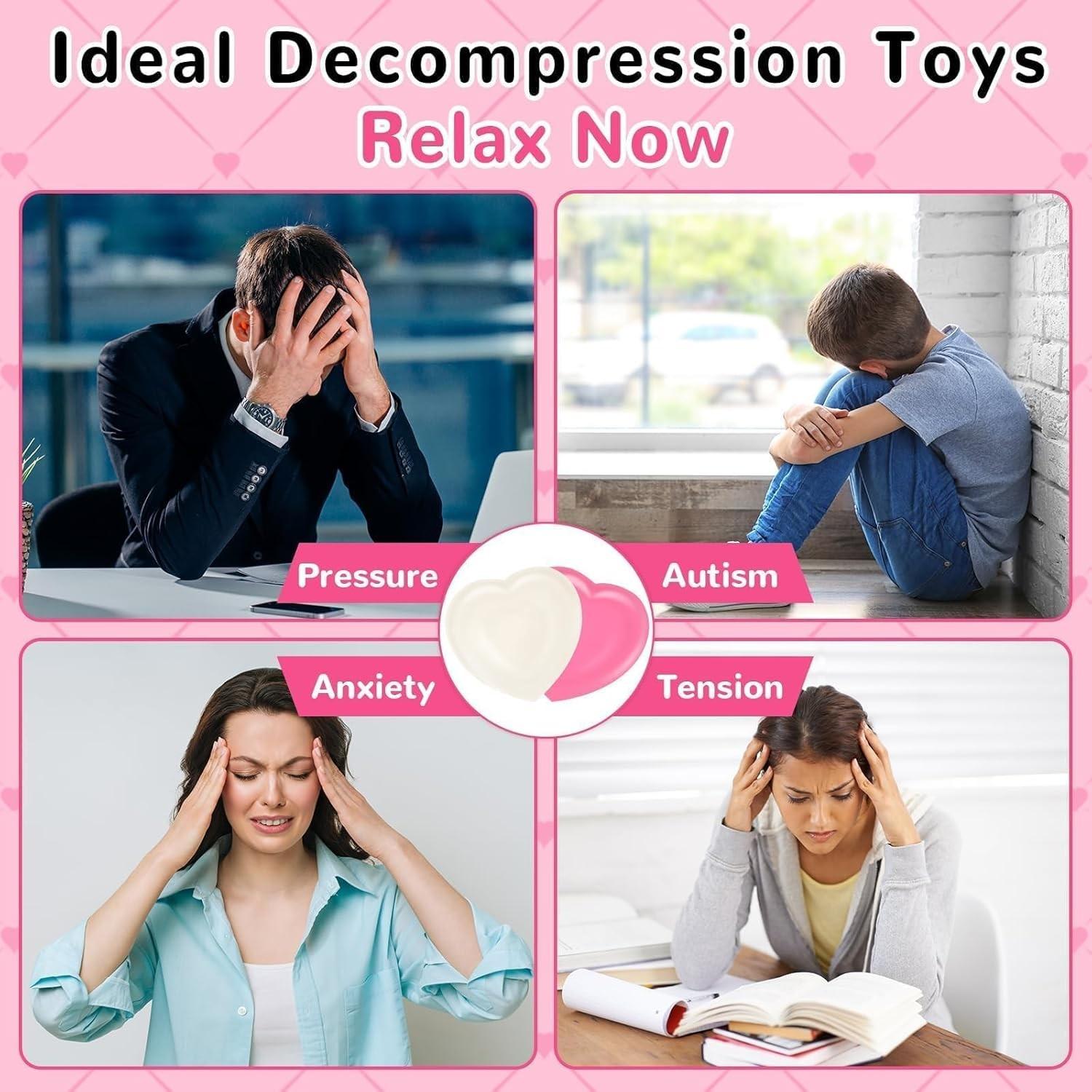 Heart-Shaped Stress Balls Set, Soft Sensory Toys for Anxiety Relief, Perfect Birthday Gift for Adults, Relaxing Squeeze Toy