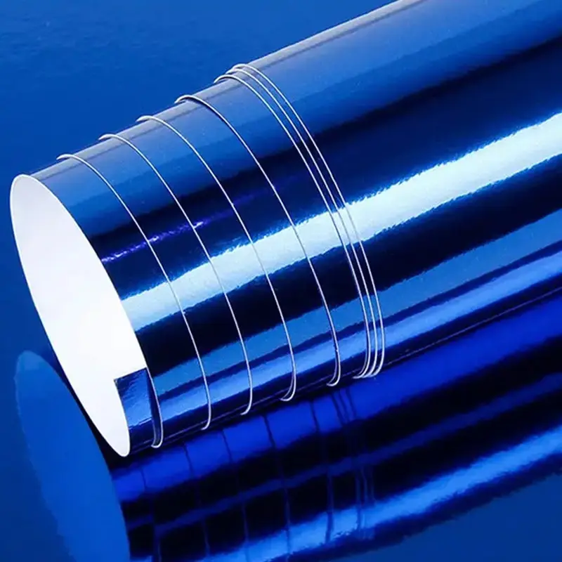 Blue Mirror Chrome Stretchable Flexible Vinyl Wrap For Cars Film With Air Release Self Adhesive Car Motorcycle Sticker Decal