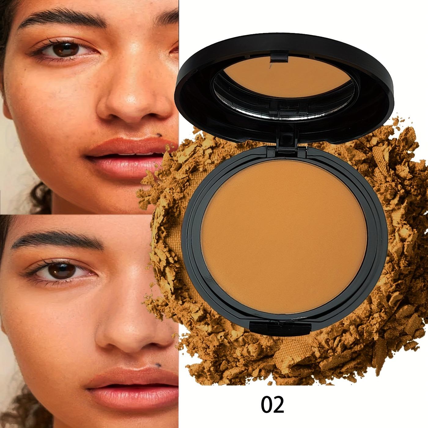 Dark Setting Powder Cake Waterproof Full Coverage Makeup, Natural Finish with Brush, Perfect for Parties and Events, Easy to Carry