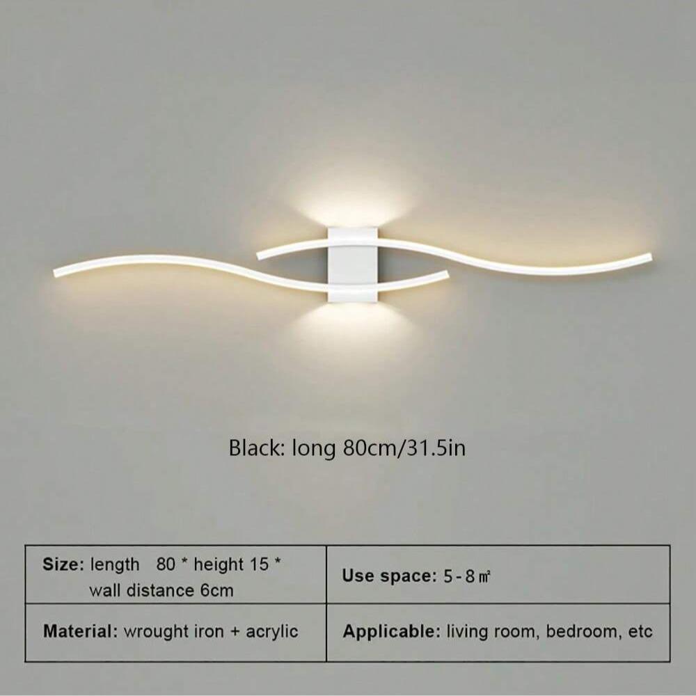 Modern LED Wall Light with Remote Control, Dimmable S-Shaped Design, 60/80cm Wall Mount Lamp for TV Background, Bedroom, Hallway Decor, Home Lighting, Decorative Lighting, LED Ambient Light