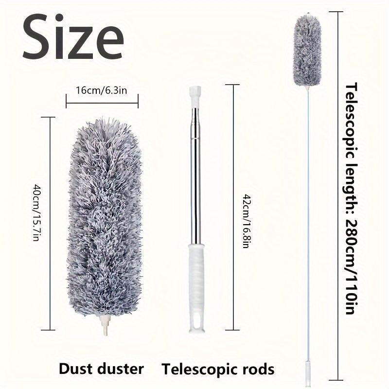 Adjustable & Bendable Microfiber Duster, Washable Reusable Corners Cleaning Tool for High Ceilings, Furniture, Cars, Sweeping Spider Webs Under Bed