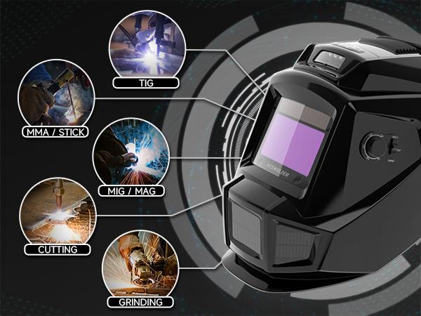 YESWELDER LYG-W700A Auto Darkened Welding Helmet with Fan & Light | True Color View, 4 Arc Sensors | Adjustable Shade 4/5-9/9-13 Hood for TIG MIG MMA CUT Grind YESWELDER LYG-W700A Auto Darkened Welding Helmet with Fan & Light | True Color View, 4 Arc Sensors | Adjustable Shade 4/5-9/9-13 Hood for TIG MIG MMA CUT Grind