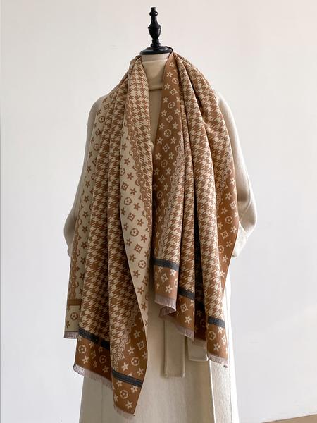 Women's Fashion Elegant Plaid Scarf with Fringe Decoration, Soft Warm Shawl for Fall & Winter, Stylish Accessory for Women and Girls, Blanket Scarf