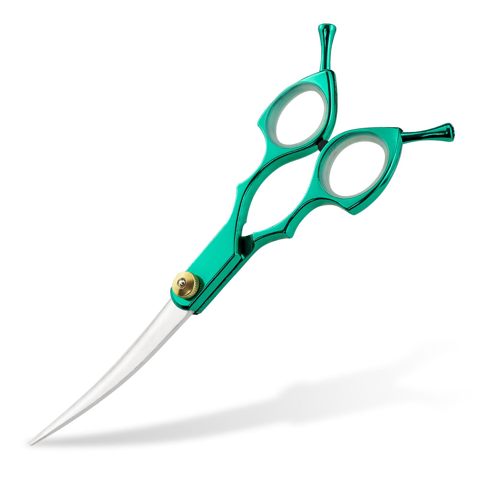 1PC Professional 6.0 inch Pet dog Grooming Scissors Curved Shears Chunker Scissors Dog Grooming Scissors Straight Shears Chunker Shars Up/Down Curved Scissors Pet Scissors
