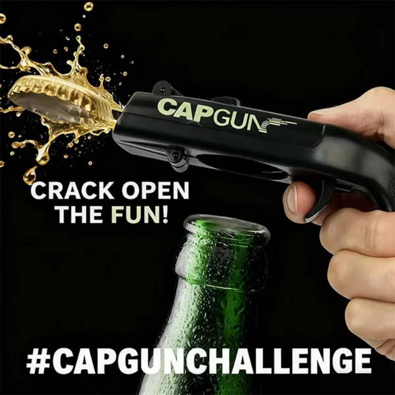 Creative Bottle Opener， Portable Beverage Bottle Opener, Bottle Cap Transmitter, Beverage Cap Launcher, Fun Design，Home Bar Accessories, Kitchen Party Supply Tools, Perfect for Family Gatherings, BBQs, and Outdoor Events